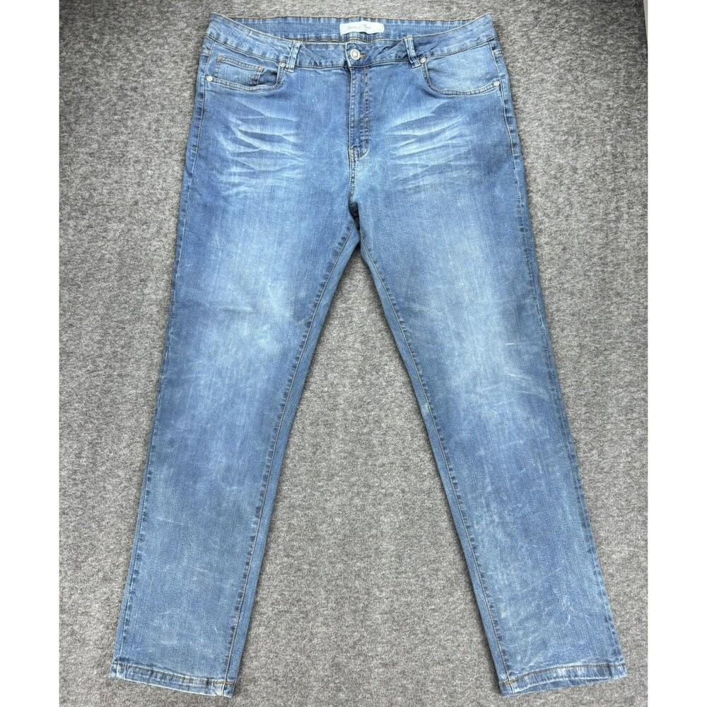 Stitches & Rivets Jeans Mens 40x32 Blue Stretch Denim Straight Leg Distressed